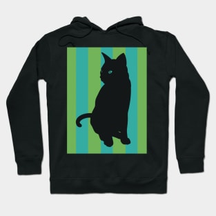 Black Cat Blue Green Hoodie